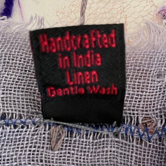 Asian Eye Boho Linen Scarf Handcrafted in India Lavender Grey Tan Blush Sz OS - Picture 9 of 10